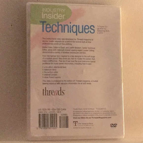 Sewing DVD Threads Industry Insider Techniques Louise Cutting NEW - Picture 2 of 3